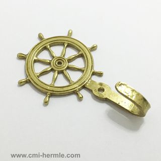 Brass Ships Wheel Key Hook 55mm