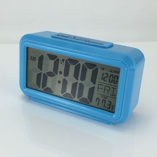 Quartz LCD Alarm Clock in Blue