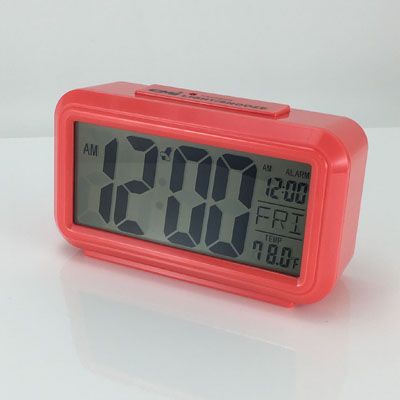 Quartz LCD Alarm Clock in Red