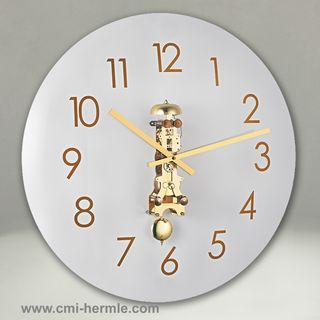 Glass Wall Clock Brass Mech 50cm