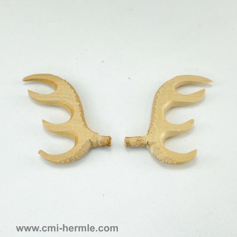 Cuckoo - Wood Antlers 65mm Pair -Flat Carved Natural