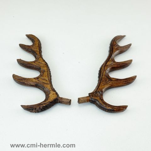 Cuckoo - Wood Antlers 130mm Pair -Flat Carved Walnut