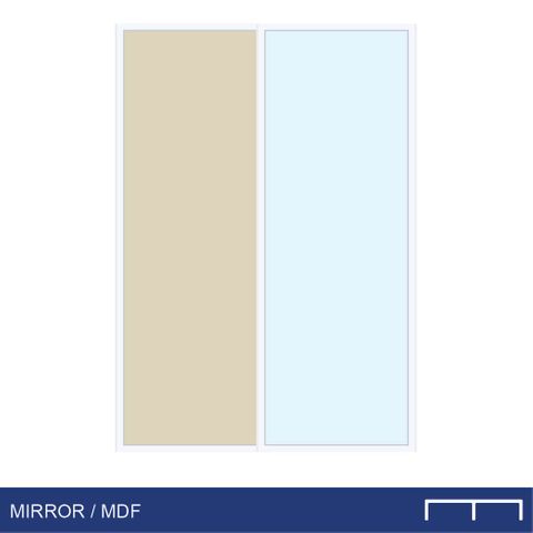 Smoothslides MIR/MDF 1800 - 1899mm x 1600 - 1699mm Double Track White