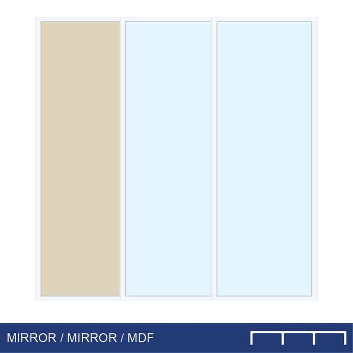 Smoothslides MIR/MIR/MDF 1800 - 1899mm x 2200 - 2299mm Triple Track White