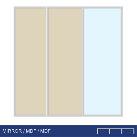 Smoothslides MIR/MDF/MDF 1800 - 1899mm x 1800 - 1899mm Triple Track Nat. Ano.