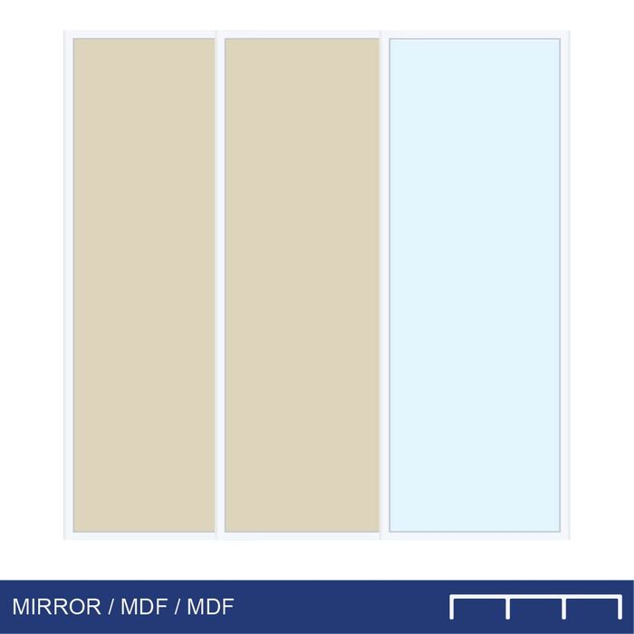 Smoothslides MIR/MDF/MDF 1800 - 1899mm x 1800 - 1899mm Triple Track White