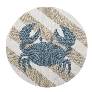 Crab Cotton Rnd Placemat 35cm Nat/Blue^
