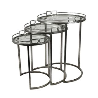 Bridle S/3 Metal Tables 40x55cm Silver#