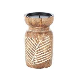 Spruce Wood Candleholder 10x16cm Nat/Wht