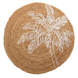 Palm Jute Round Placemat 35cm Nat/White