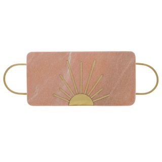 Sol Marble Inlay Tray 35.5x13cm Pink#