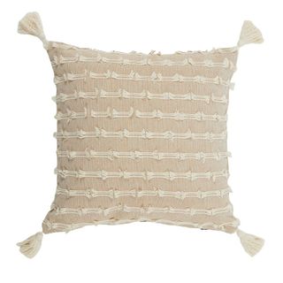 Portsea Cotton Cushion 45x45cm Nat/Wht#
