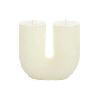 U Shaped Ribbed Candle 11x5x11.5cm White