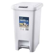 OATES 30L PUSH/PEDAL BIN WHITE