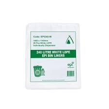 BIN LINER 240 LT LDPE EPI WHITE 100 Ctn