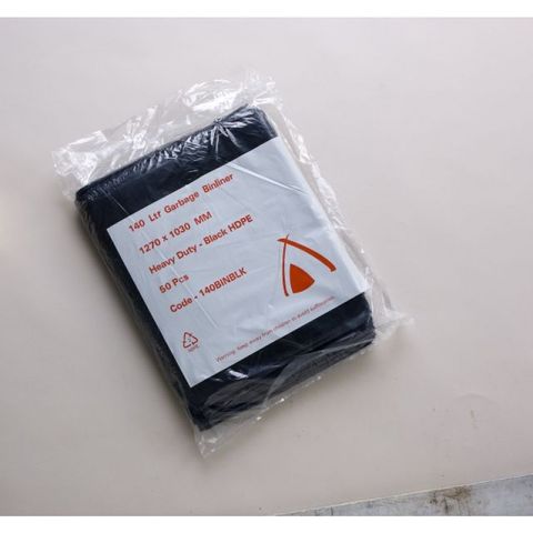 BIN LINER 140 Lt BLACK HD   200 Per Ctn