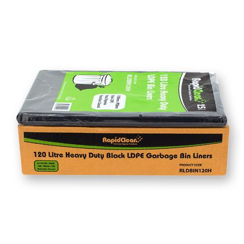 120LT BLACK EXTRA HEAVY DUTY BIN LINERS 100 PER CARTON