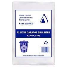 BIN LINER 82 Lt HDPE NATURAL 250 Per Ctn