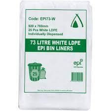 BIN LINER 73 Lt LDPE EPI WHITE  250 Ctn