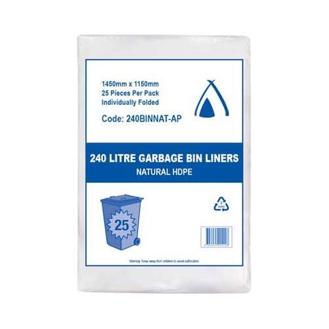 BIN LINER 240 Lt HEAVY DUTY CLEAR 200Ctn