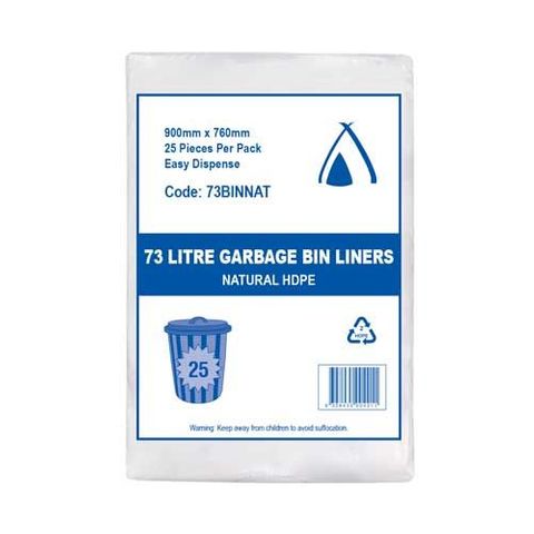 BIN LINER 73 Lt HDPE NATURAL 250 Per Ctn