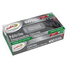 SABCO NITRILE GLOVES BLACK MEDIUM 100 PACK