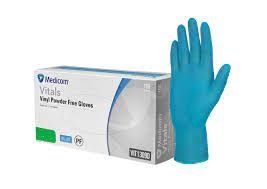 VITALS BLUE VINYL POWDER FREE GLOVE MEDIUM PACK OF 100