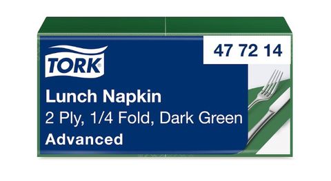 TORK 2 PLY QUARTERFOLD LUNCH NAPKINS GREEN - BOX OF 2000