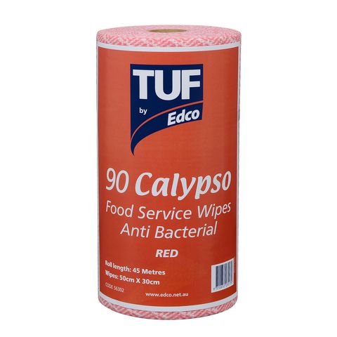 TUF CALYPSO FOOD SERVICE WIPES ROLL RED