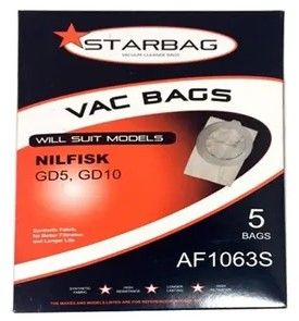 STARBAG NILFISK GD5 GD10 SYNTHETIC VACUUM BAGS 5 PACK