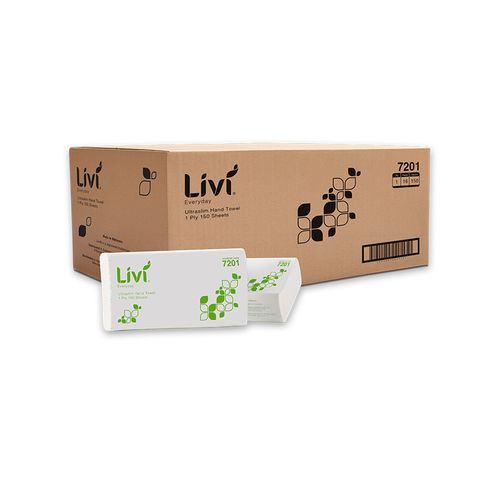 LIVI BASICS 1 PLY ULTRASLIM HAND TOWEL 2400 SHEETS