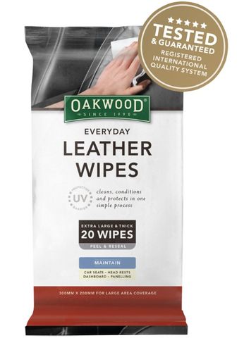 OAKWOOD AUTO LEATHER WIPES 300x200mm PACK OF 20
