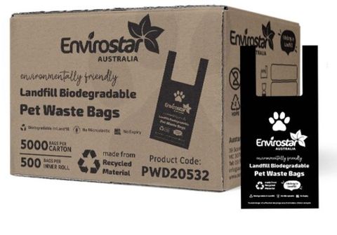 ENVIROSTAR BIODEGRADABLE DOG WASTE LINER ROLLS BOX OF 500