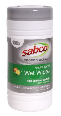 SABCO ANTIBACTERIAL WET WIPES 100 PER TUB