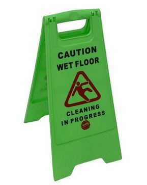 A-FRAME CAUTION WET FLOOR/CLEANING IN PROGRESS SIGN GREEN