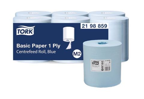 TORK M2 1 PLY BLUE CENTREFEED HAND TOWEL 6 x 300m ROLLS