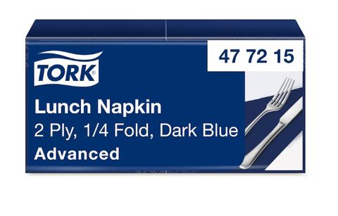 TORK 2 PLY QUARTERFOLD LUNCH NAPKINS BLUE - BOX OF 2000