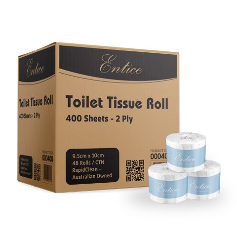 RAPIDCLEAN ENTICE 2 PLY 400 SHEET TOILET ROLL x 48