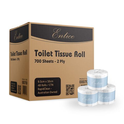 RAPIDCLEAN ENTICE 2 PLY 700 SHEET TOILET PAPER 48 ROLLS