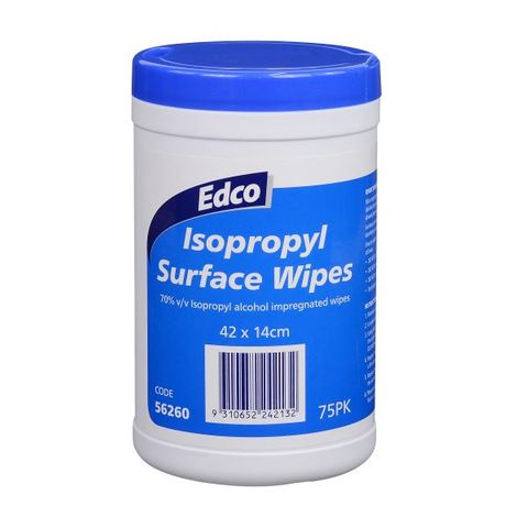 EDCO ISOPROPYL SURFACE WIPES 75 PER CANISTER