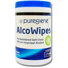 PUREGIENE ALCOHOL WIPES 75 PER TUB