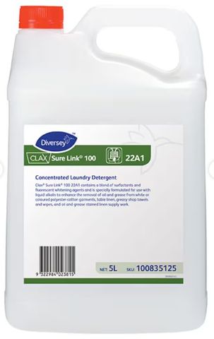 DIVERSEY CLAX 100 22A1 LAUNDRY DETERGENT SURELINK 2 x 5LT