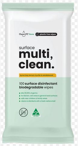 CLEANLIFE MULTI PURPOSE SURFACE WIPES PACK OF 100
