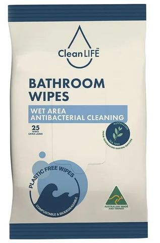 CLEANLIFE BATHROOM WIPES PACK OF 25