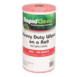 RAPIDCLEAN HEAVY DUTY WIPES ON A ROLL RED