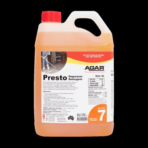 AGAR PRESTO CAUSTIC BASED CLEANER 5 Lt