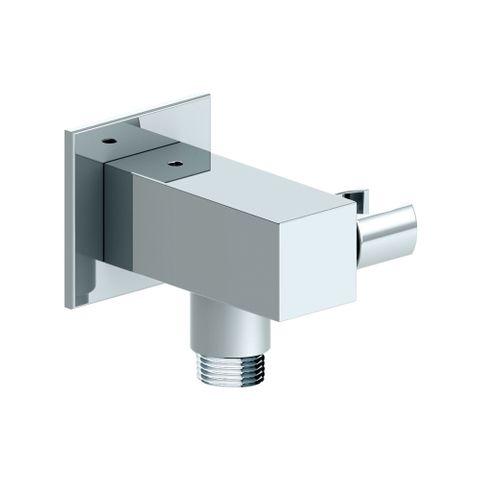 85mm Square Wall Outlet Elbow Bracket Chrome - FF