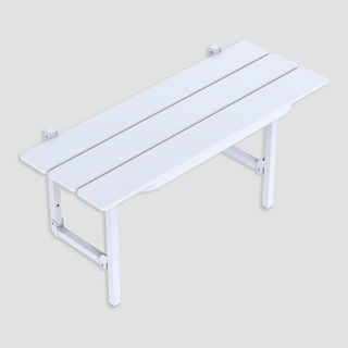 Slatted Folding Shower Seat - Antimicrobial White