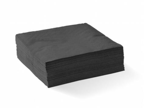 BIOPAK Cocktail Napkin 2Ply Black Corner Embossed 8x250