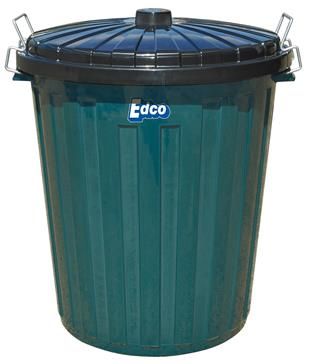 EDCO Garbage Bin 73L Plastic W/Lid Green